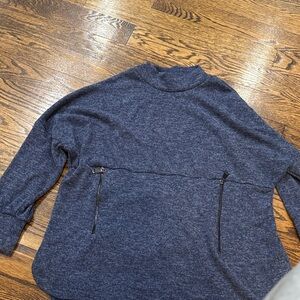 Ariella Navy Mock Neck Sweater with Zip Pockets